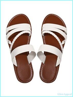 Braided Strappy Open Toe Slip On Flat Slide Sandals